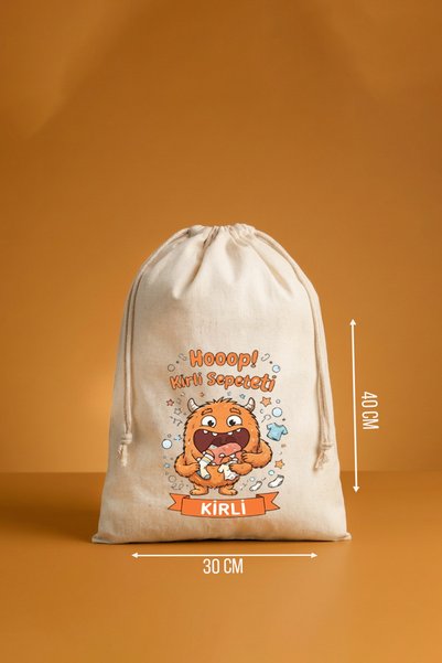aprendi dünyanı ve kendini koru,ham bez kullan Kirli Yedek Çamaşır Torbası Kıyafet Kesesi "Temiz Ayıcık & Kirli Canavar" Baskılı 30 x 40 cm Valiz İçi Organızer Bez Torbası 2li