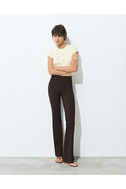 Butik Allbucks Pull -Bear Bootcut Mid-Waist Fabric Trousers Abpnb00011