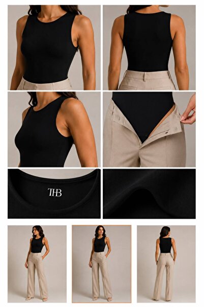 THB.Edition Kadın Likralı Dikişsiz Body Çıtçıtlı Zıbın