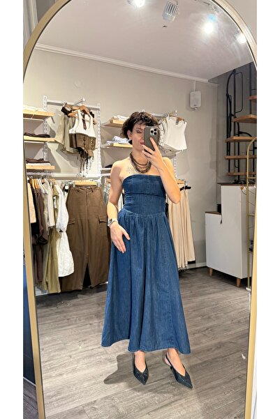 Genel Markalar Straplez Denim Elbise