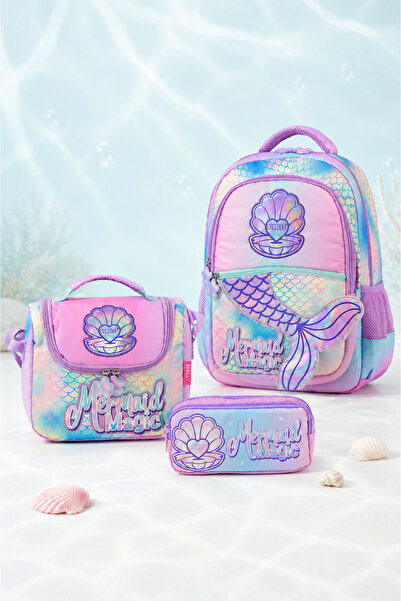 WANDER BAG Bubbles 5440 Mermaid Magic Mermaid 3-Piece Primary School Bag Lunc...
