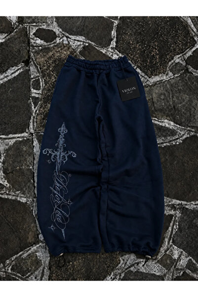 Violon Defeat Gothic Baggy Unisex Sweatpants Navy Blue