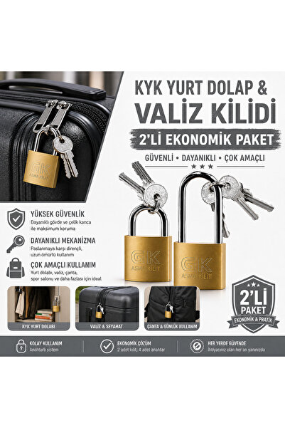 lawrenceshop Sarı Asma Kilit Kısa ve Uzun Pimli – Dolap, Kapı, Kepenk, Valiz,...