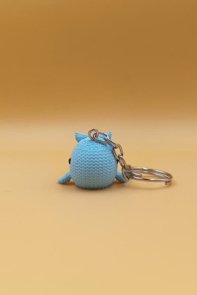 Rodopiva Cute Blue Whale Appearance Keychain with Knitted Pattern (Plastic) - Bag Ornament Charm