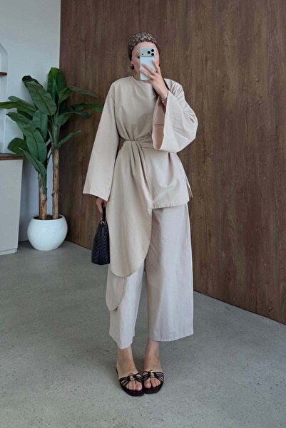 Hazamoda Korean Two-Piece Suit Beige
