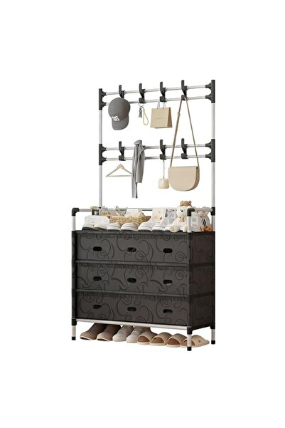 Generic DAYONG Coat Rack with Shoe Rack, 4-Tier Dustproof Coat and Shoe Rack,...