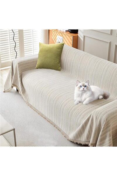 Generic ANTOLE Sofa Cover,Couch Protector Slipcover with Tassels,Chenille Ant...