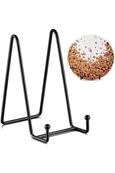 Generic Geometric Iron Plate Stand for Display - 6 Inch Black Metal Frame Hol...