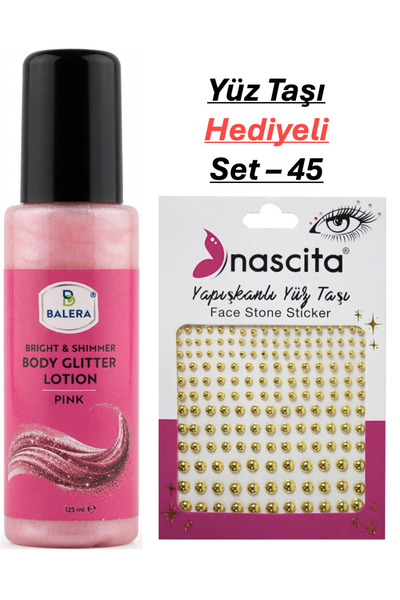 BALERA Body Lotion Pink Glitter 125 ml & Facial Stone Gift-45