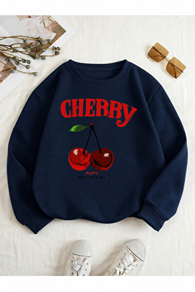 Trend Sizde Unisex Φούτερ με στάμπα Chery και λαιμόκοψη ποδηλάτου