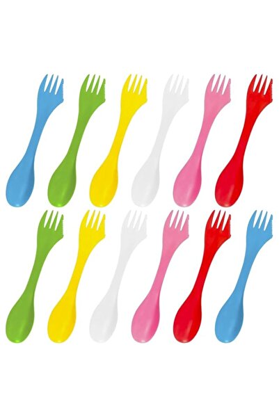 Generic 12 Pcs Plastic Forks, Spork Camping Cutlery Set, Portable and Reusabl...