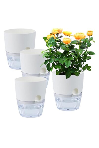 Generic 4 Pcs Self Watering Planter Pots, Indoor Plant Plastic Flower Pot wit...