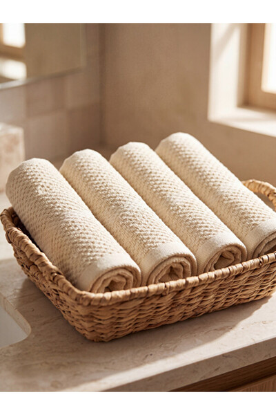 LC Waikiki Rmz Gi̇yi̇m Farkiyla Cotton Hand Towels 4-Pack 30X30 cm