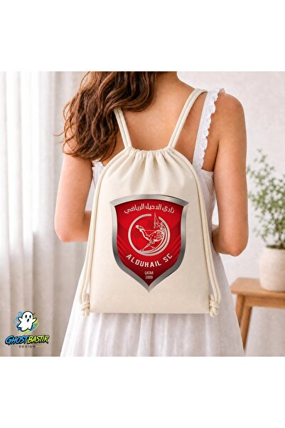 Ghostbastır Design Al Duhail S.C Λινή τσάντα με κορδόνι περίσφιξης C009