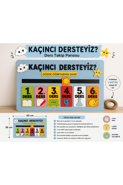 MoranaDesign Morana Design Kaçıncı Dersteyiz? Mıknatıslı Ders Takip Panosu – ...