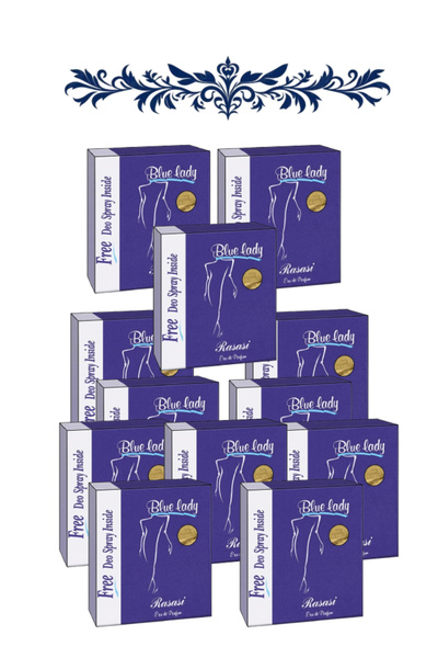Blue Lady مجموعة هدايا من 12 قطعة تشمل عطر 40 مل وبخاخ مزيل للعرق