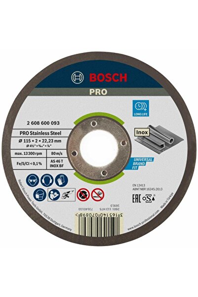 OEM Stainless steel cutting disc, Bosch Professional PRO AS 46 T INOX BF, 115...