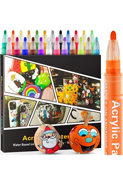 Arabest Acrylic Paint Pens Markers,24 Color Waterproof,Water-Based,Quick Dry,...
