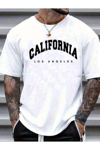 2BIR Manfinity Dauomo Men's Letter Print Round Neck Short Sleeve T-Shirt