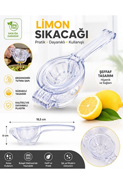 kumkumticaret Transparent Lemon Squeezer – Manual Citrus Juicer with Ergonomi...