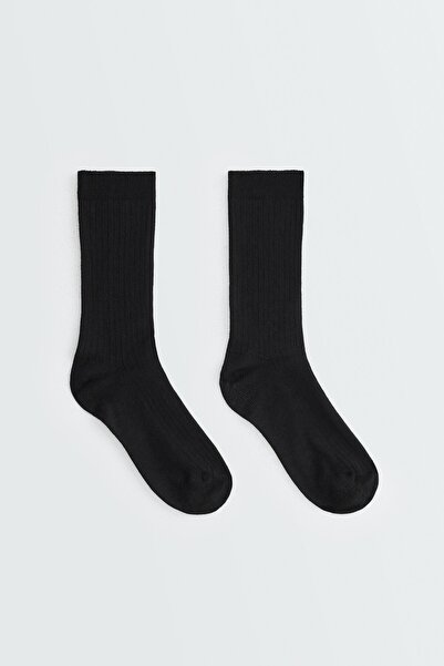 Oysho Modal ve %15 kaşmir karışımlı fitilli çorap
