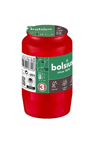 Bolsius Set 6 x Candela Rezerva RC3 / Nr. 3, 50 Ore, Rosu