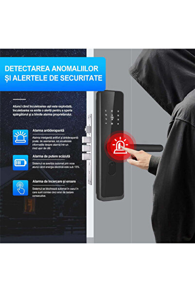 Generic Yală inteligentă WiFi cu , control aplicație Tuya, card și parolă, negru