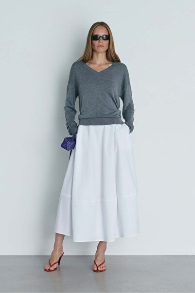 Suud Collection White Mila Poplin Balloon Skirt