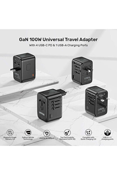 Unitek GaN 100 W Universal Travel Adapter