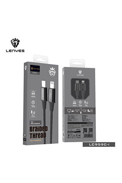 Leneys USB-C to Lightning Cable 27W Fast Charging | 1 Meter Braided Data Cable