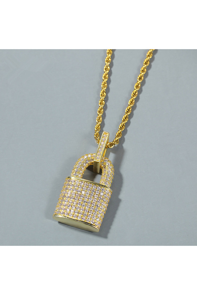 Choice 60cm XL1135 Huitan Hip Hop Lock Pendant Necklace for Women Men Full wi...