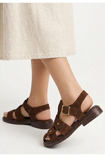 ALFA AKSESUAR 03 Palge Brown Suede Sandals