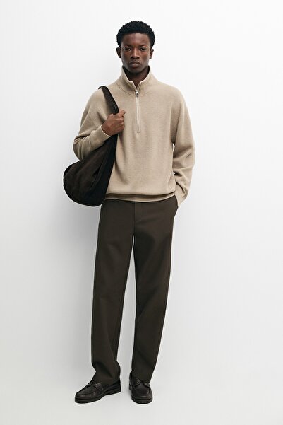 Massimo Dutti %100 pamuklu dik yaka triko kazak