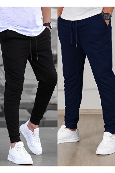 TORUK MAKTO Set of 2 Unisex Ribbed Leg Sweatpants Jogger Comfortable Fit Dail...
