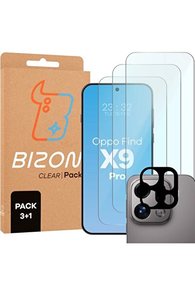 BizonMobile Bizon Glass Clear Pack 4in1 Tempered Glass for Oppo Find X9 Pro