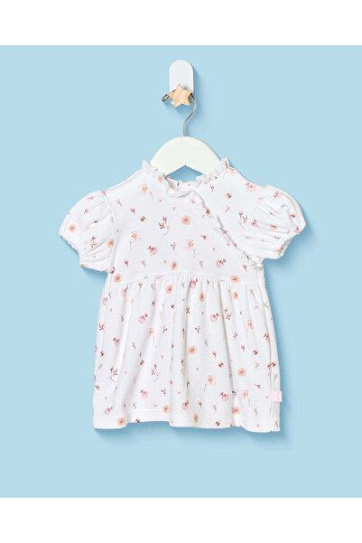REDTAG Baby Girls White Printed Dress
