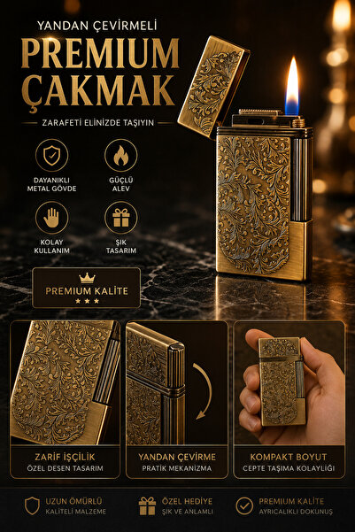 Gezinfini Hediyelik Yandan Çevirmeli Nakış Motifli Metal Gövdeli Şık Tasarıml...