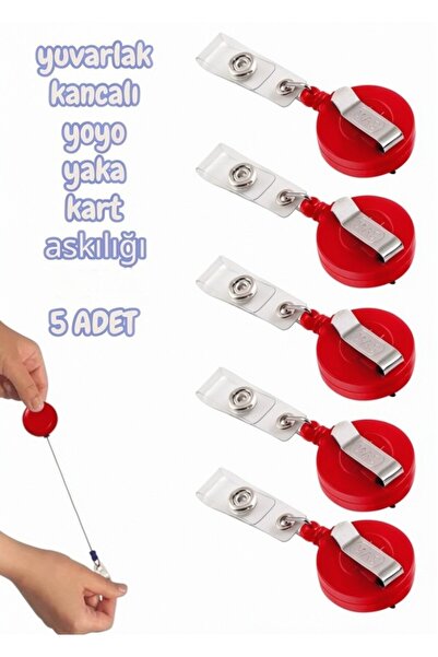 SEYFİKİRTASİYE Round Hook Yoyo Name Tag Hanger Red 5Pcs