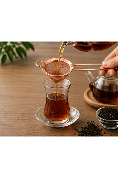 YDGR Rose Gold Paslanmaz Çelik İnce Gözenekli Mini Süzgeç – Çay, Pudra Şekeri, Un ve Kakao Süzme Aparatı