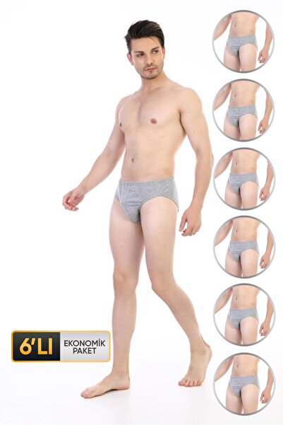 Çift Kaplan Men's Single Jersey Gray Melange Slip 741 Economical Pack of 6