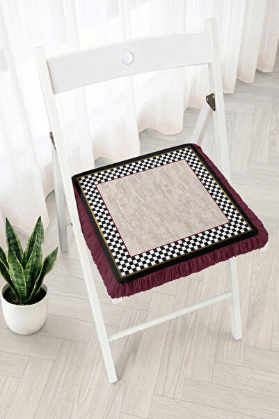 Realhomes Black and White Checkerboard Pattern Framed Fringed Zippered Chair ...