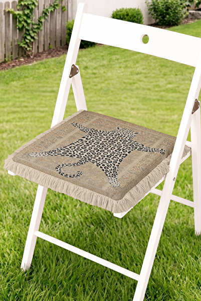 Realhomes Leopard Figured Ethnic Border Patterned Fringed Zippered Chair Cush...