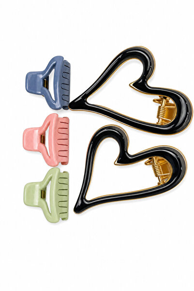 Jack Ferrero Set of 5 Heart and Mini Colorful Hair Clips Stylish Snap Hairpin...