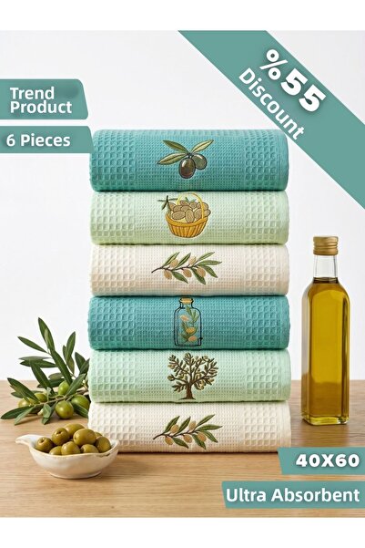 Papillon Mentă proaspătă |   Set de 6 cârpe de bucătărie 40x60 |   Brodat |  ...