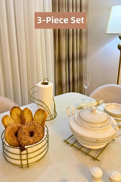 Edora Home Σετ 3 τεμαχίων Ματ χρυσός κάτοχος χαρτοπετσέτας Swan, στρογγυλό κα...
