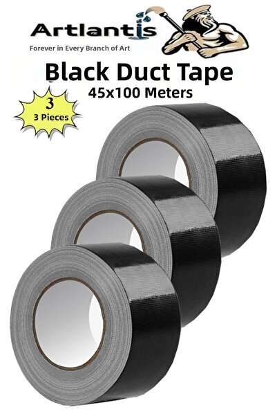 Artlantis Bandă adezivă neagră 100 metri 3 bucăți 45 mm x 100 metri Bandă ade...