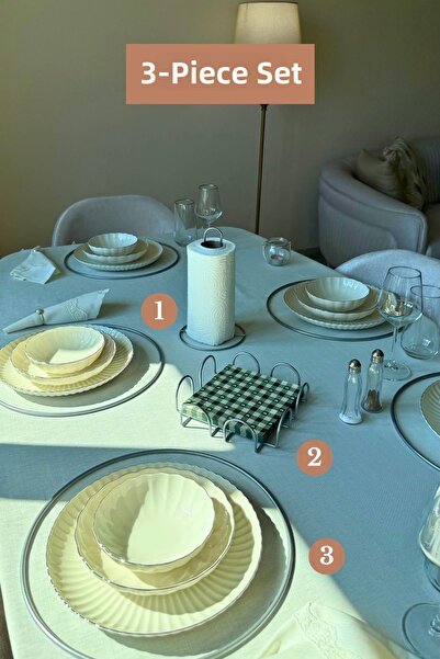 Edora Home Set of 3 Matte Silver 6-Piece Supla Square Napkin Holder Upright P...
