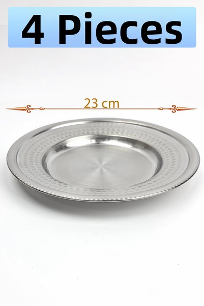 Binbir Trend 23 cm Deep Serving Plate - Stainless Steel Presentation Plate (1...