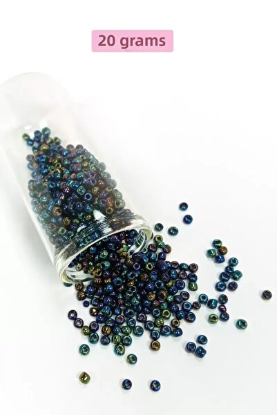 Mestore Bulky Glass Sand Beads (8/0) 3 mm - 20 Grams - Navy Blue Green - Bnc169