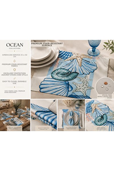 Sister Home Design Colecția Ocean - Serviciu american cu scoici 35x50 cm |   ...